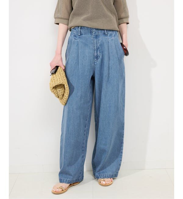SLOBE IENA「《WEB限定/3サイズ展開/追加6》LEDENIM TUCK TROUSERデニム」|デニム|