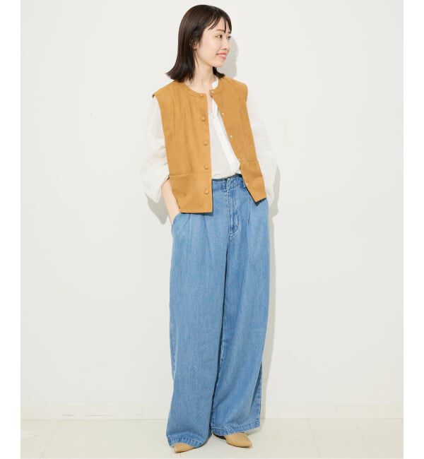 SLOBE IENA「《WEB限定/3サイズ展開/追加6》LEDENIM TUCK TROUSERデニム」|デニム|