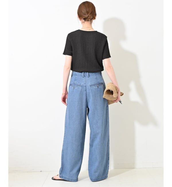 SLOBE IENA「《WEB限定/3サイズ展開/追加6》LEDENIM TUCK TROUSERデニム」|デニム|