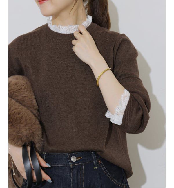 JOURNAL STANDARD relume「《予約》フルニードルレースプルオーバー」|ニット・セーター|ブラウン