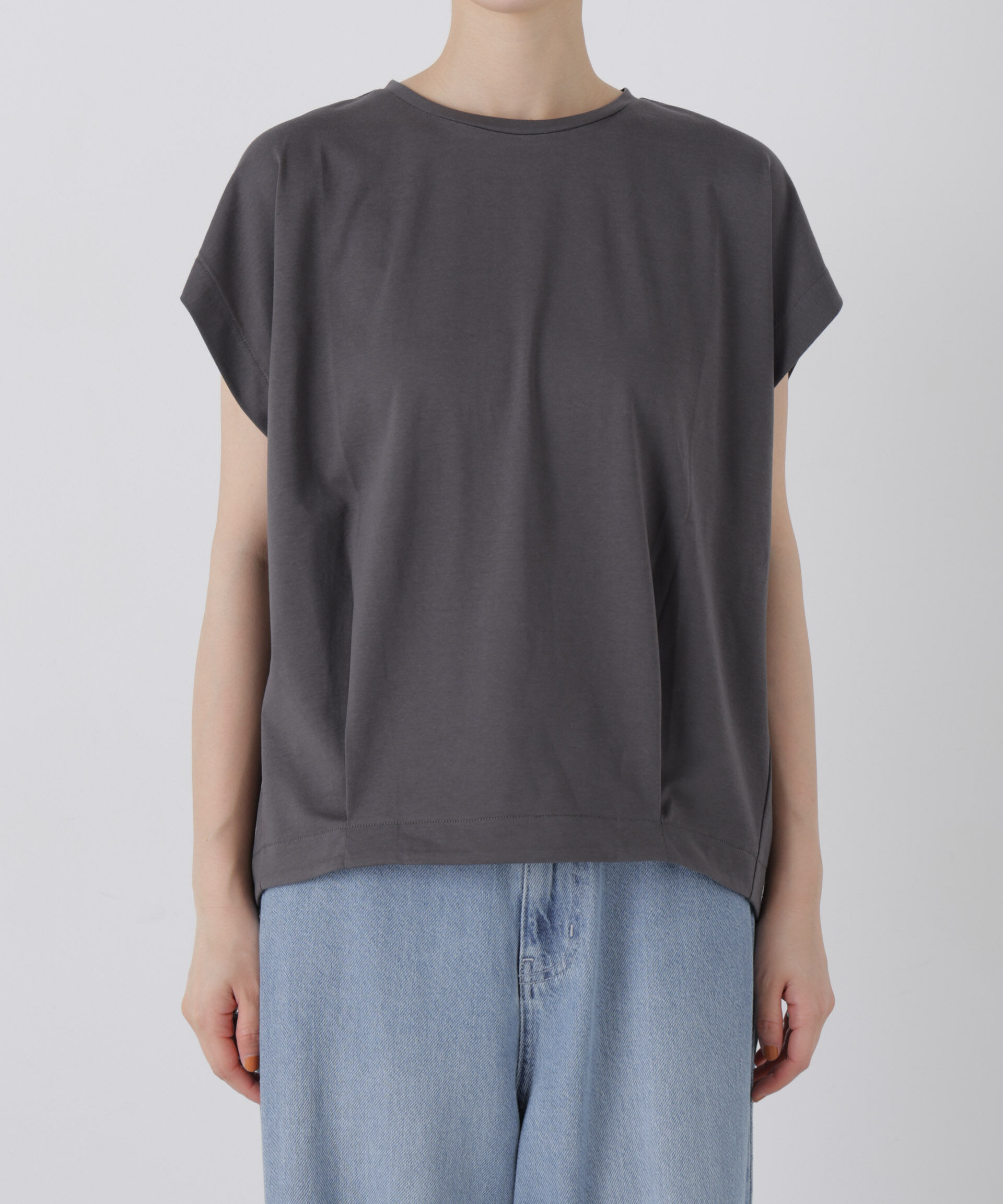 NANO universe「接触冷感コットンプレーティング天竺タックコクーントップス」|Tシャツ・カットソー|