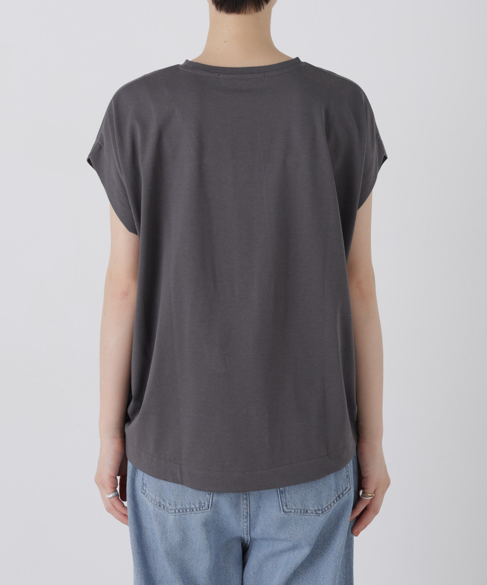 NANO universe「接触冷感コットンプレーティング天竺タックコクーントップス」|Tシャツ・カットソー|