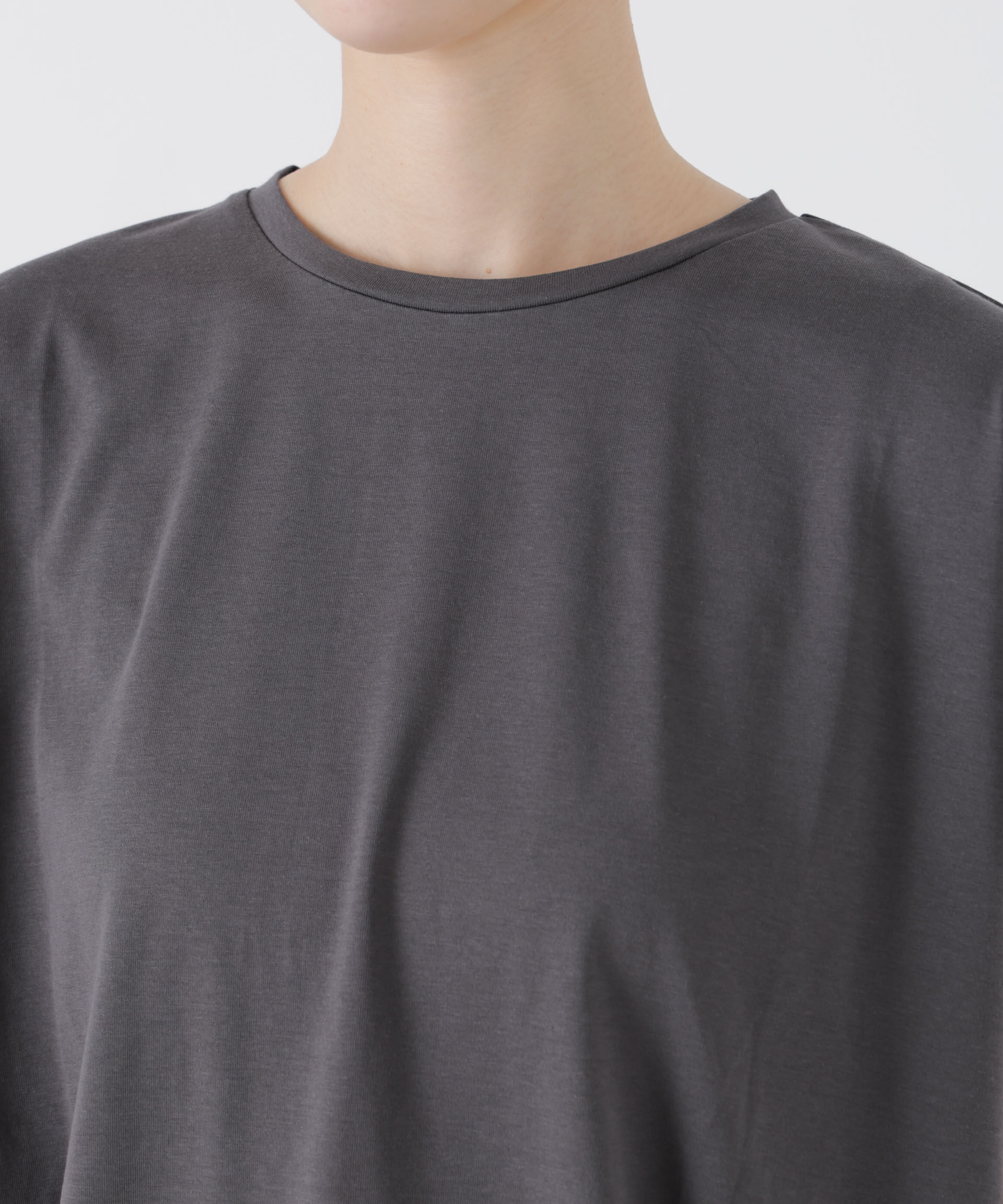 NANO universe「接触冷感コットンプレーティング天竺タックコクーントップス」|Tシャツ・カットソー|
