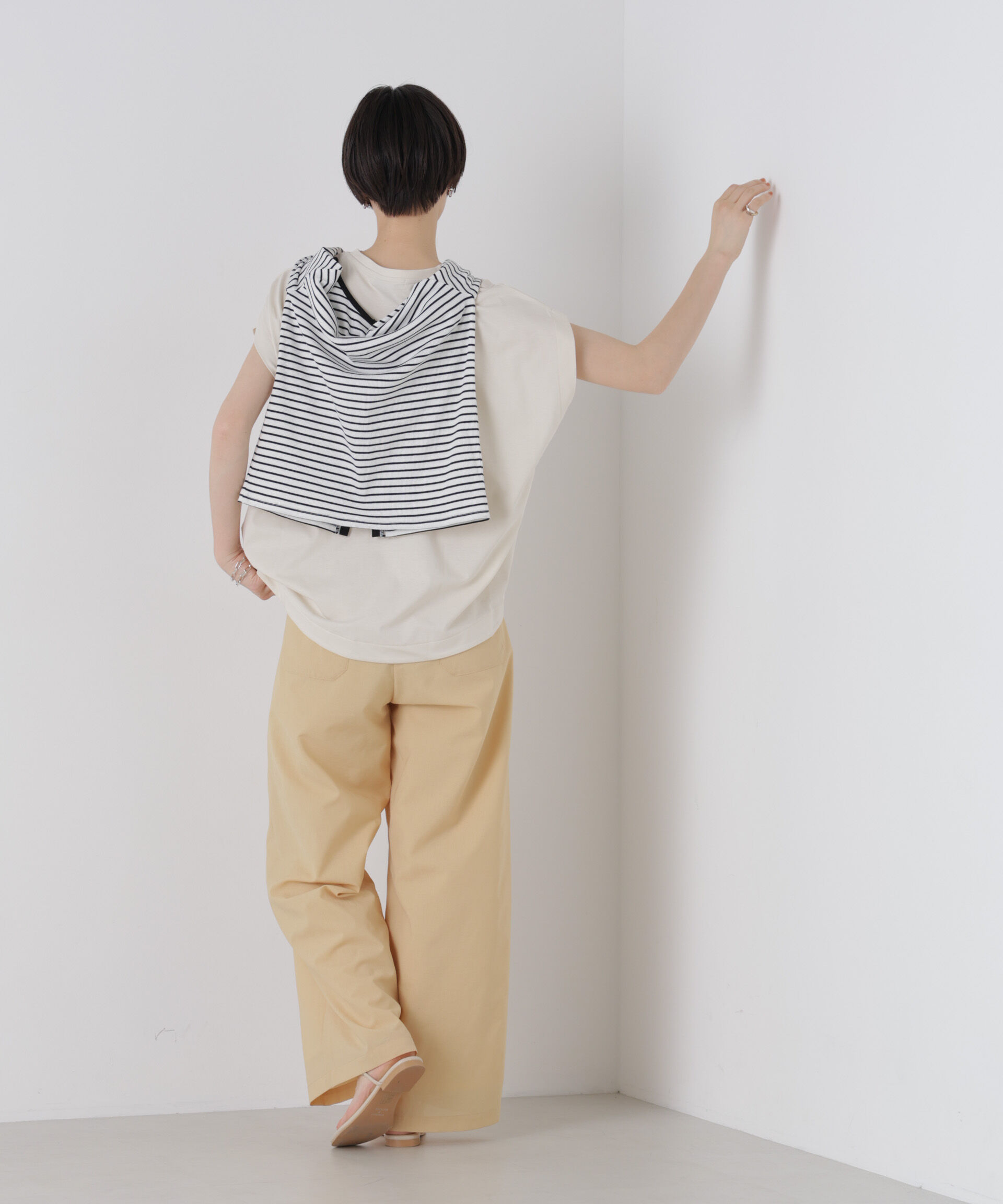 NANO universe「接触冷感コットンプレーティング天竺タックコクーントップス」|Tシャツ・カットソー|