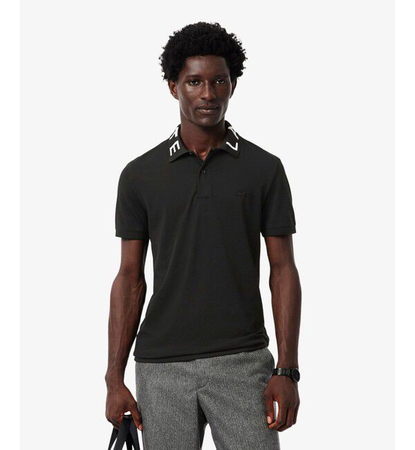 LACOSTE「ジャカードカラーポロシャツ」|ポロシャツ|ブラック