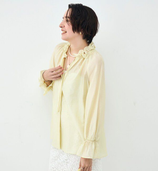 NOLLEY'S sophi「ウォッシャブルシアーオーガンジーフリルネックブラウス」|シャツ・ブラウス|