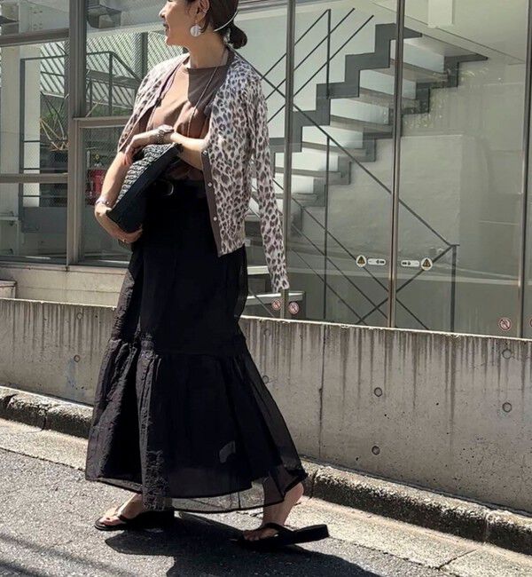 Rie Miller「《手洗い可能》レオパードプリントクルーカーディガン」|カーディガン|