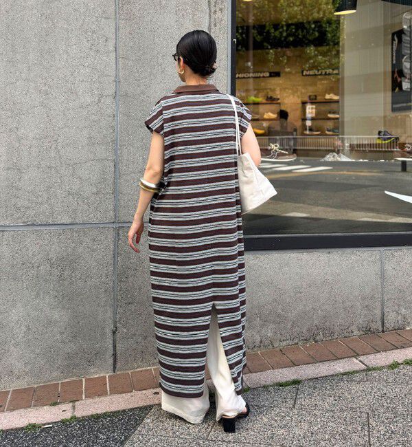 MAQWEL「【MAQWEL/マクウェル】ウォッシャブルマルチボーダースキッパーワンピース」|ワンピース|