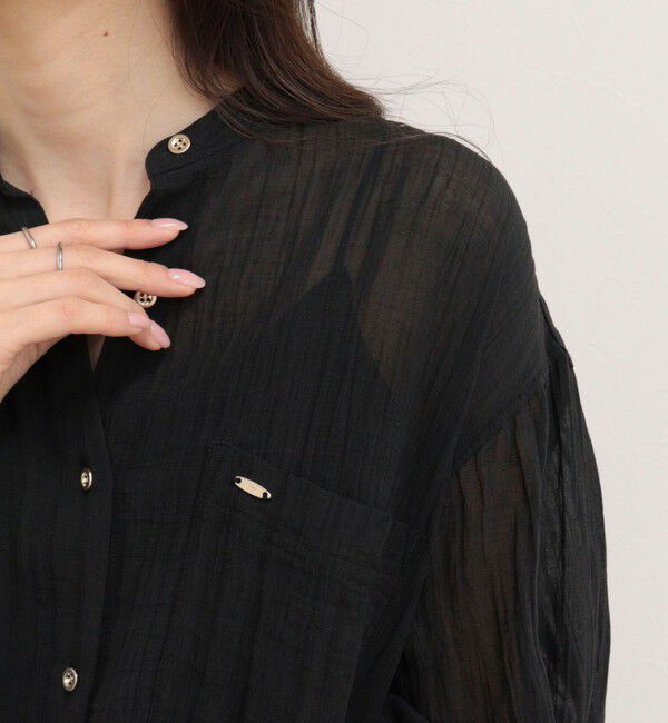 fredy emue「リネン混楊柳バンドカラーシャツ」|シャツ・ブラウス|