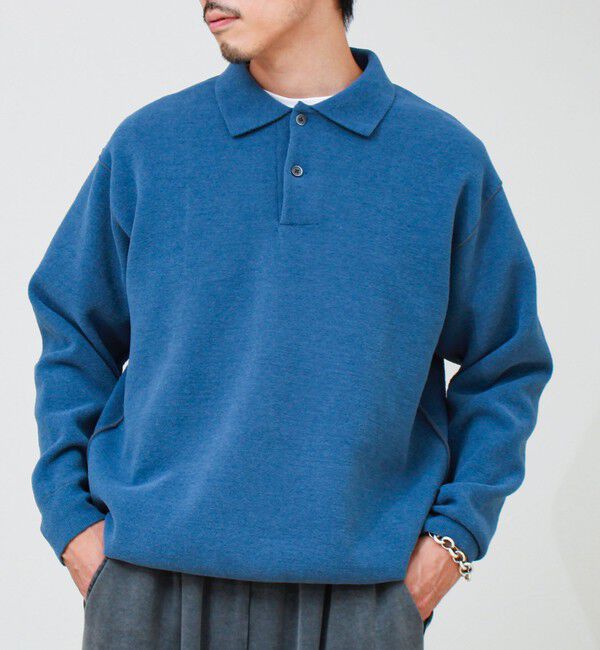 GLOSTER「【洗えるニット】ショートフェザー ポロニット」|ニット・セーター|サックス