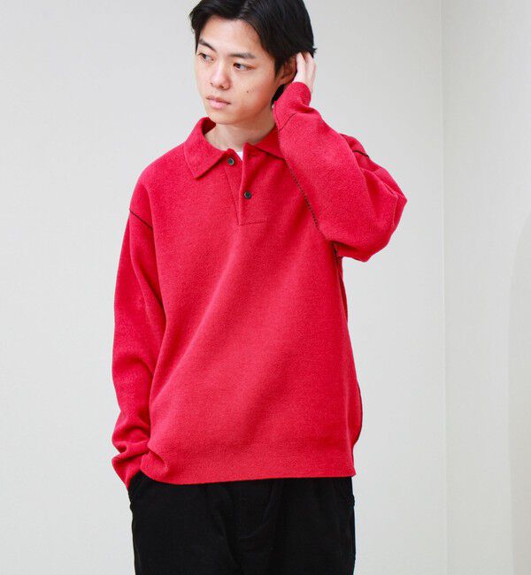 GLOSTER「【洗えるニット】ショートフェザー ポロニット」|ニット・セーター|