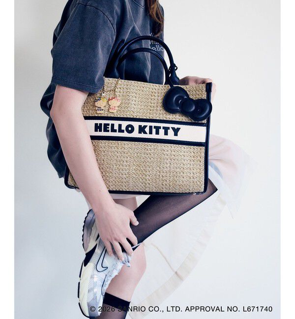 VIS「【HELLO KITTY&times;VIS】日焼けデザイン  ハローキティ雑材トートバッグ」|トートバッグ|