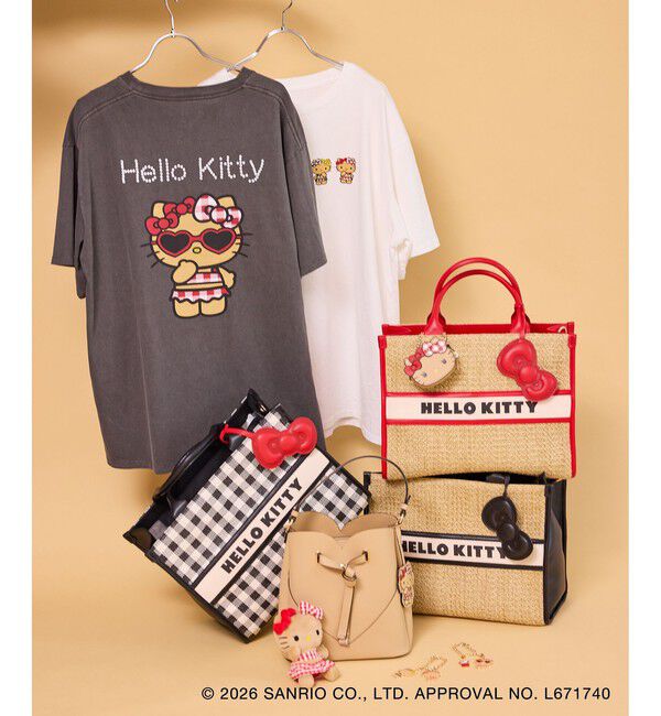 VIS「【HELLO KITTY&times;VIS】日焼けデザイン  ハローキティ雑材トートバッグ」|トートバッグ|