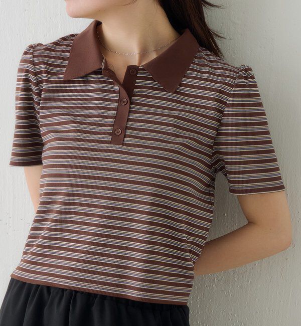  「【S.Mサイズ展開】ボーダーポロTEE」|ポロシャツ|
