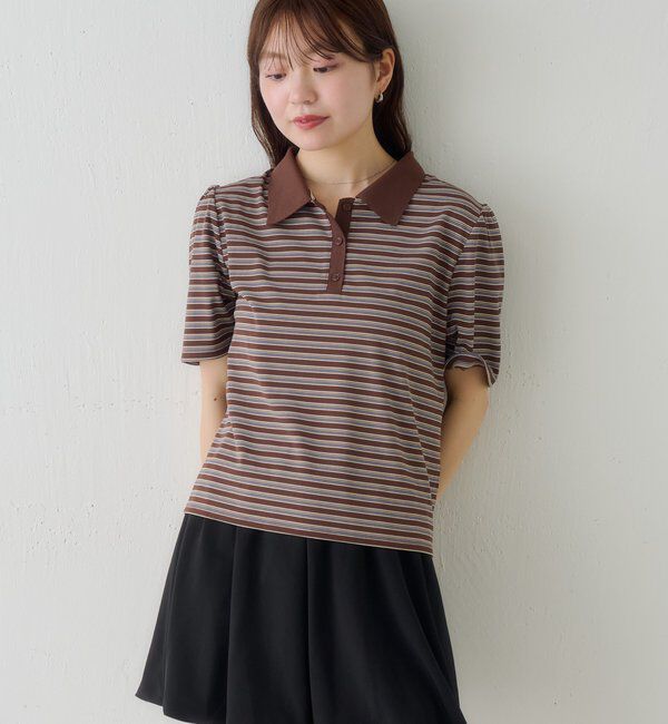  「【S.Mサイズ展開】ボーダーポロTEE」|ポロシャツ|