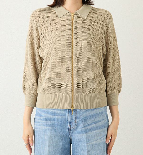  「ZIPポロメッシュニット」|カーディガン|