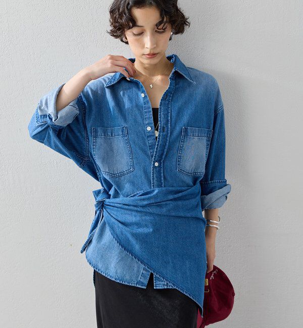  「【スカーフ付き】カシュクールデニムシャツ」|シャツ・ブラウス|