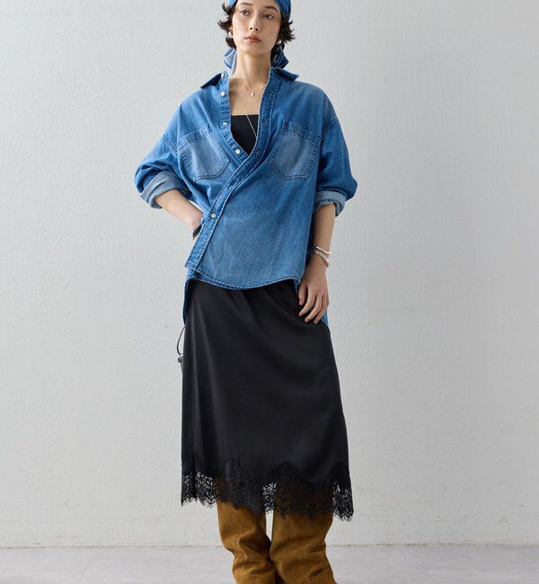  「【スカーフ付き】カシュクールデニムシャツ」|シャツ・ブラウス|