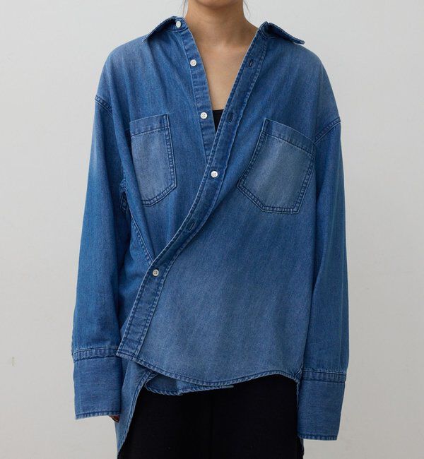  「【スカーフ付き】カシュクールデニムシャツ」|シャツ・ブラウス|