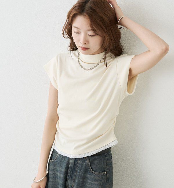  「プレート付きハイネックTシャツ」|Tシャツ・カットソー|