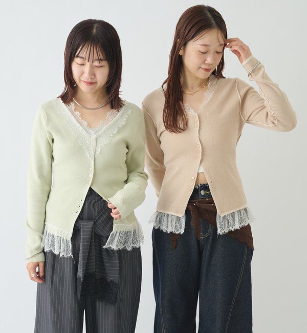  「【＠aoiikegaya&times; ＠iisakanoVレース2wayニットカーディガン」|カーディガン|