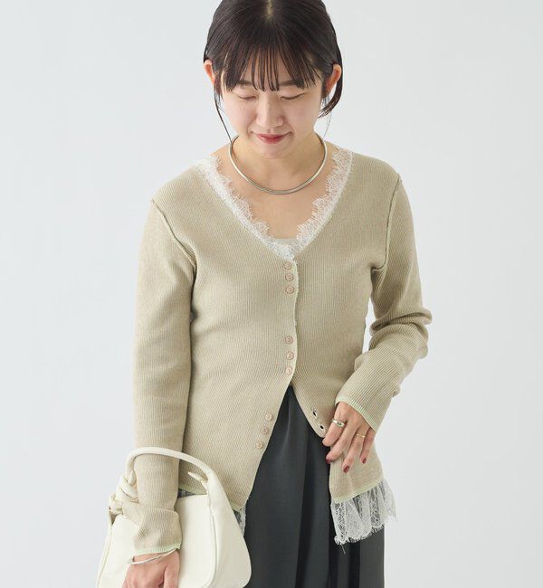  「【＠aoiikegaya&times; ＠iisakanoVレース2wayニットカーディガン」|カーディガン|