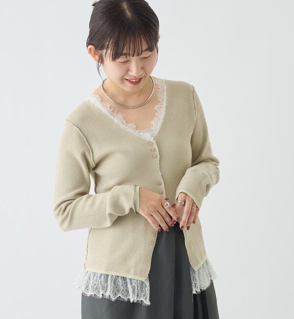  「【＠aoiikegaya&times; ＠iisakanoVレース2wayニットカーディガン」|カーディガン|