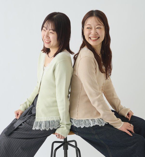  「【＠aoiikegaya&times; ＠iisakanoVレース2wayニットカーディガン」|カーディガン|