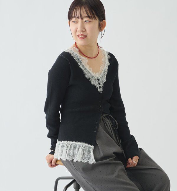  「【＠aoiikegaya&times; ＠iisakanoVレース2wayニットカーディガン」|カーディガン|