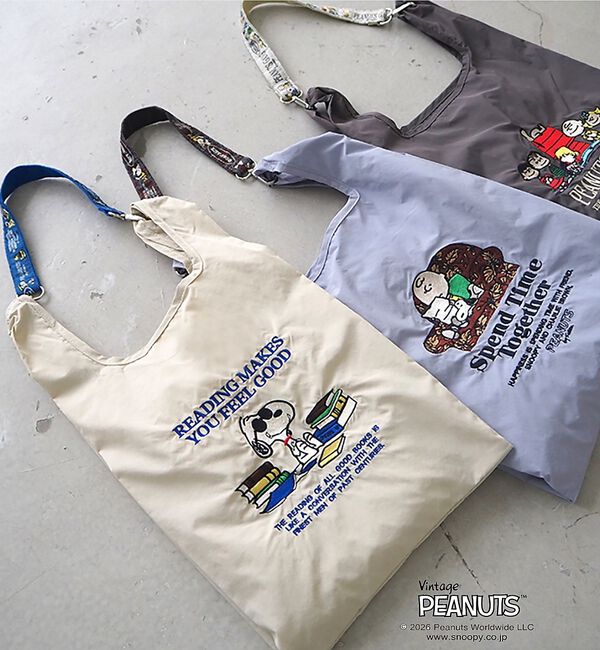 Rouge vif「【PEANUTS/ピーナッツ】ストラップ付ショッパーバッグ/スヌーピー/エコバッ」|エコバッグ|