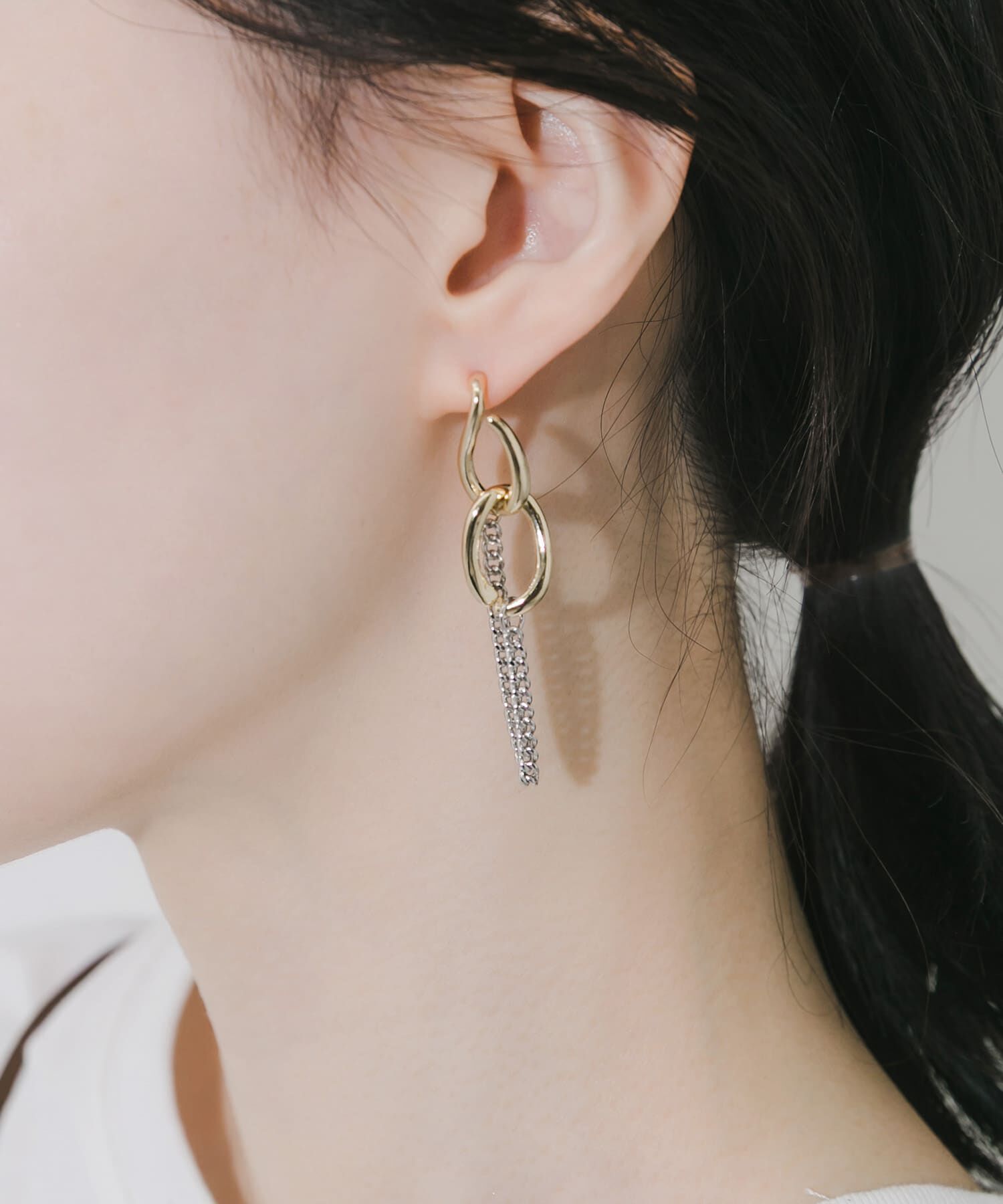 SMELLY「メタルオーバルリンクチェーンピアス」|ピアス|