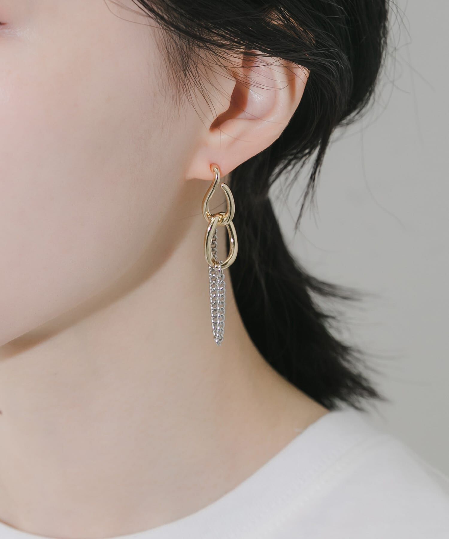 SMELLY「メタルオーバルリンクチェーンピアス」|ピアス|