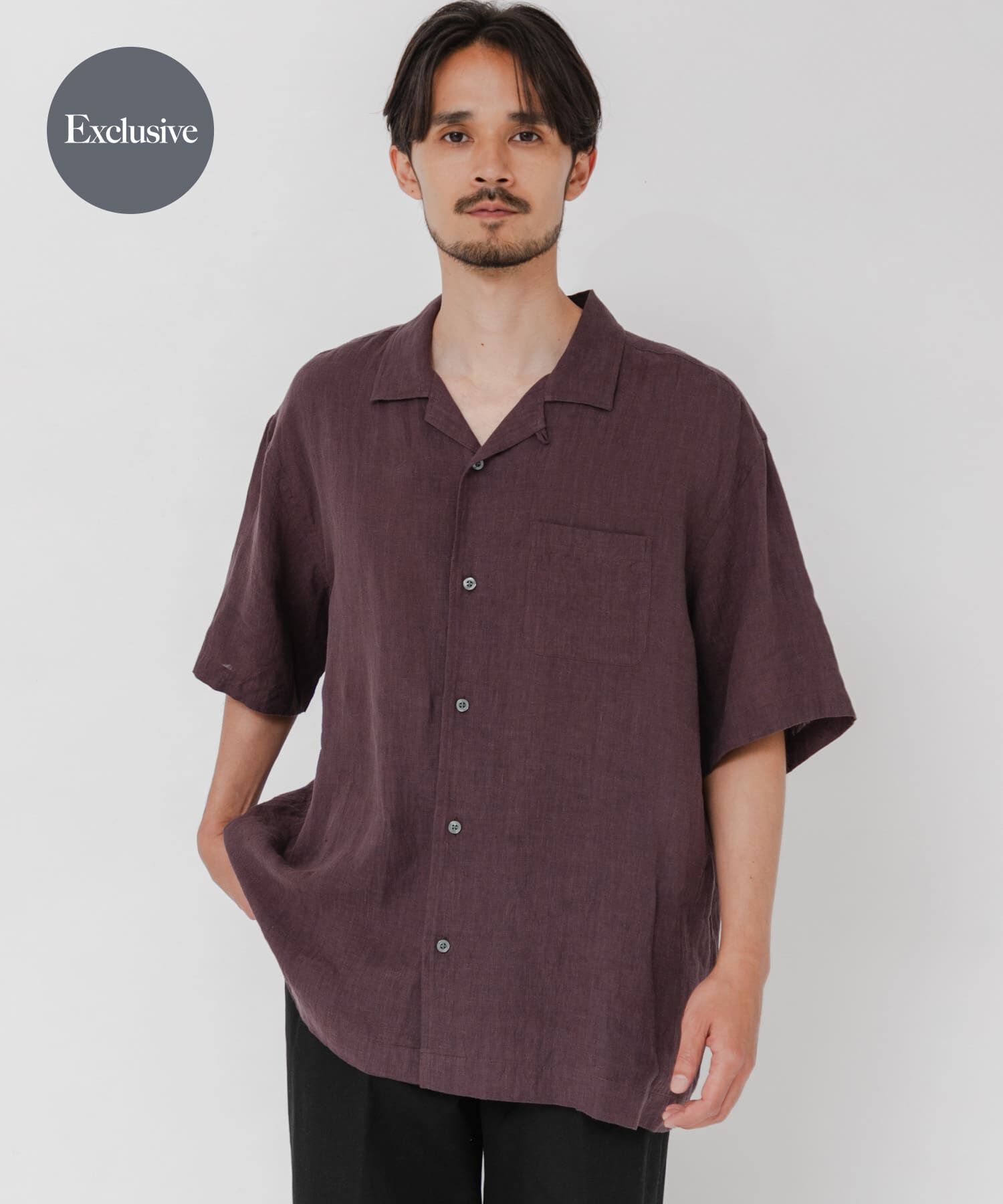 URBAN RESEARCH「『別注』BROOKS BROTHERS&times;URBAN RESEARCH　LINEN CAMP SHIRTS SHORT-SLEEVE」|シャツ・ブラウス|ボルドー