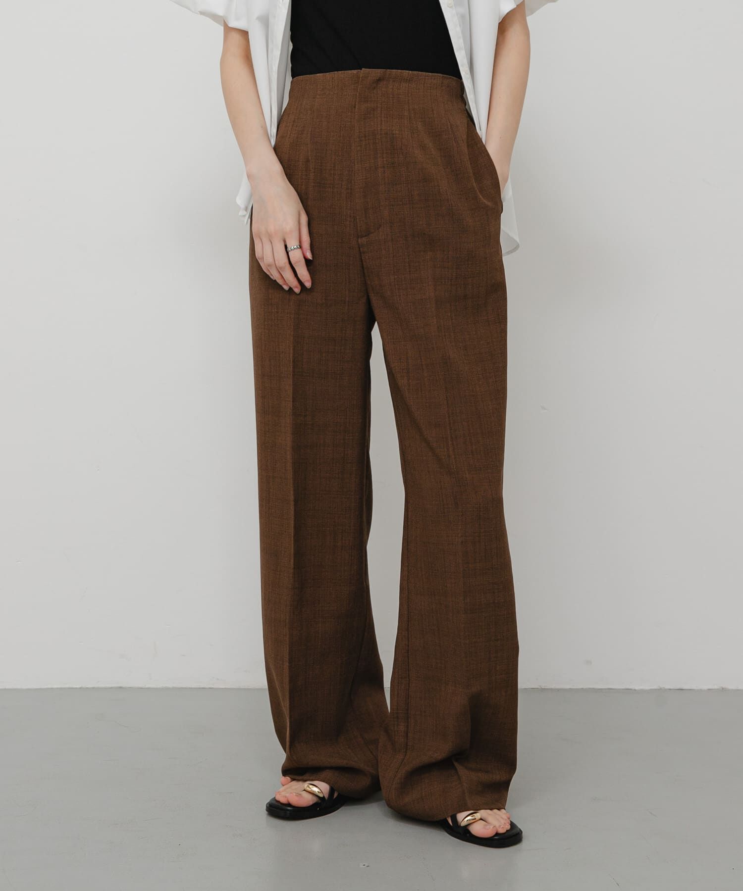 SENSE OF PLACE by URBAN RESEARCH「『一部WEB限定』『UR TECH DRYLUXE』リネンライクワイドパンツ」|その他|ブラウン