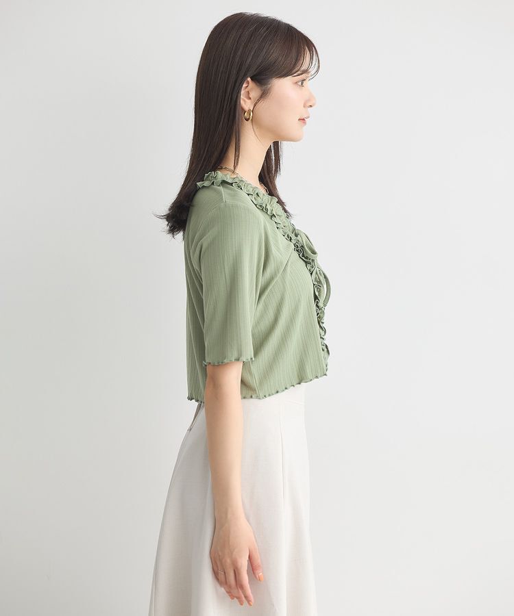 earth music&ecology「フリルカットリブカーディガン」|Tシャツ・カットソー|
