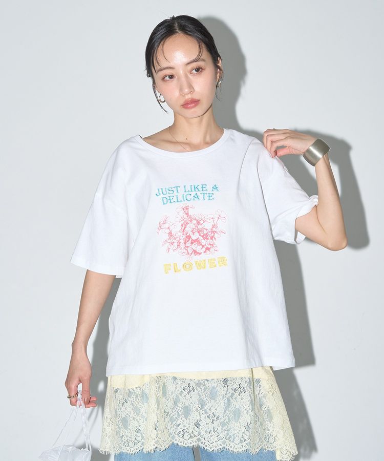 earth music&ecology「刺繍Tシャツ」|Tシャツ・カットソー|