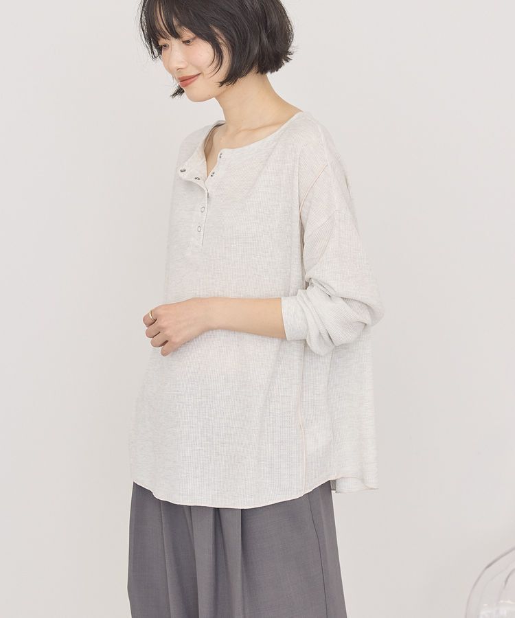AMERICAN HOLIC「【選べる丈】ヘンリーネックワッフルメロープルオーバー」|Tシャツ・カットソー|