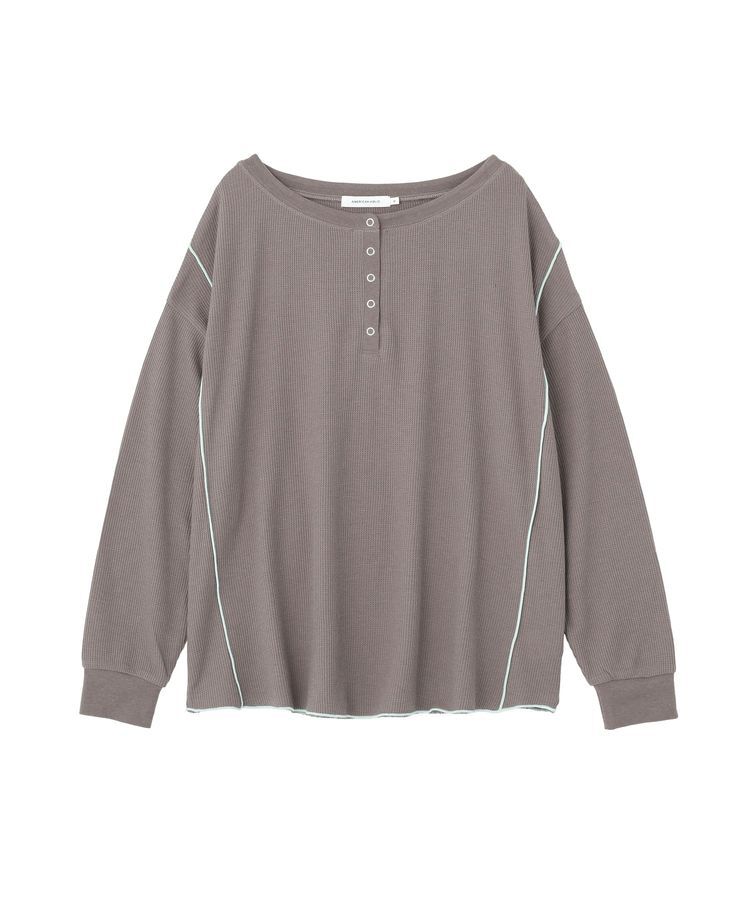 AMERICAN HOLIC「【選べる丈】ヘンリーネックワッフルメロープルオーバー」|Tシャツ・カットソー|