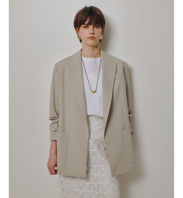 allureville「〈WEB・ルミネ別注〉ボタンレスジャケット」|テーラードジャケット|グレージュ