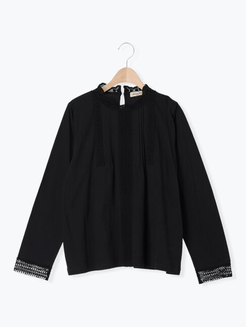 Samansa Mos2「【抗菌防臭】スタンドネックレースカットソー」|Tシャツ・カットソー|ブラック