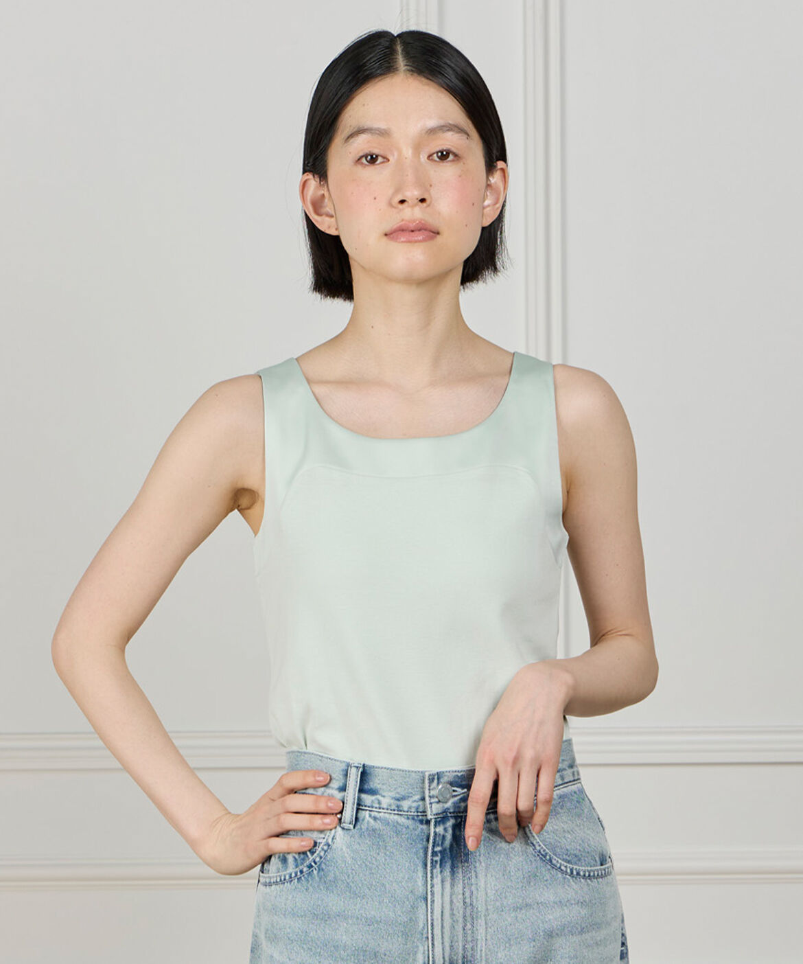 DAY by DAY it&rsquo;s international「ｻﾃﾝ切り替えﾀﾝｸﾄｯﾌﾟ《ｽﾋﾞﾝ綿MIXﾌﾗｲｽ》|極上の肌触りと」|タンクトップ|