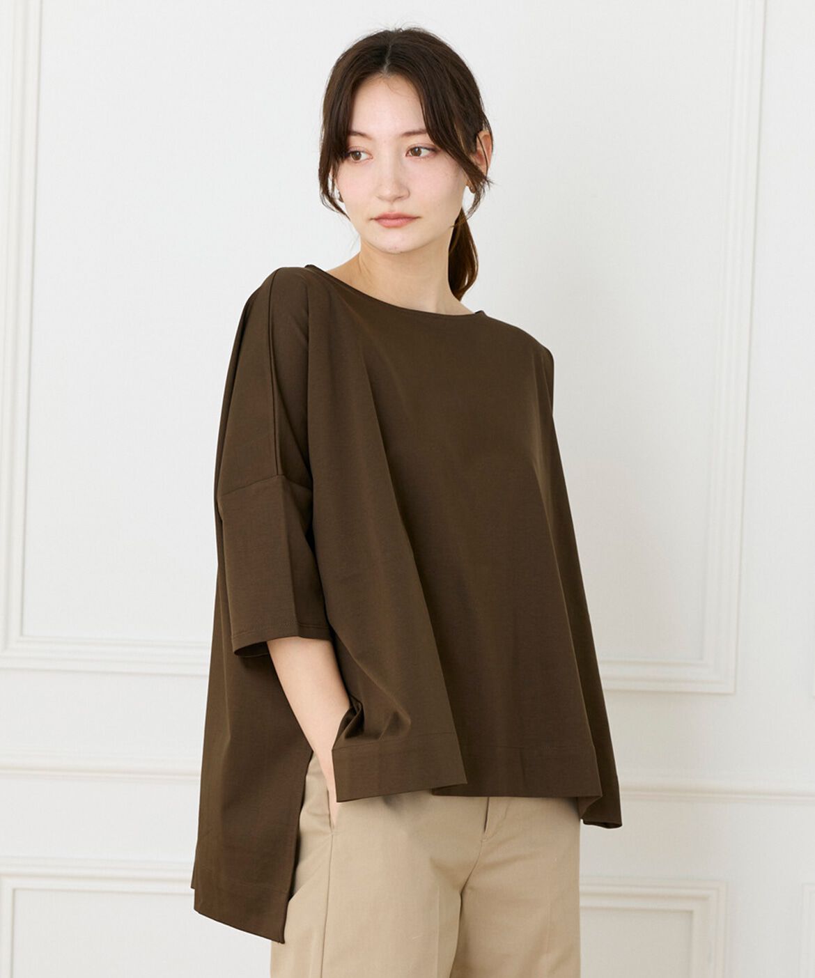 DAY by DAY it&rsquo;s international「ボートネックオーバーサイズプルオーバー　」|Tシャツ・カットソー|ダークブラウ 4