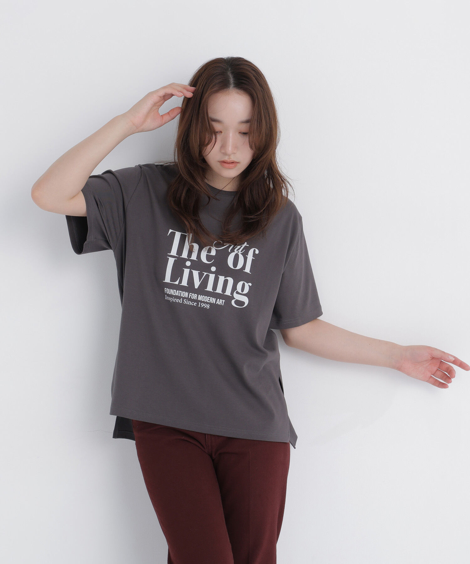  「ボクシーロゴTシャツ」|Tシャツ・カットソー|チャコール1