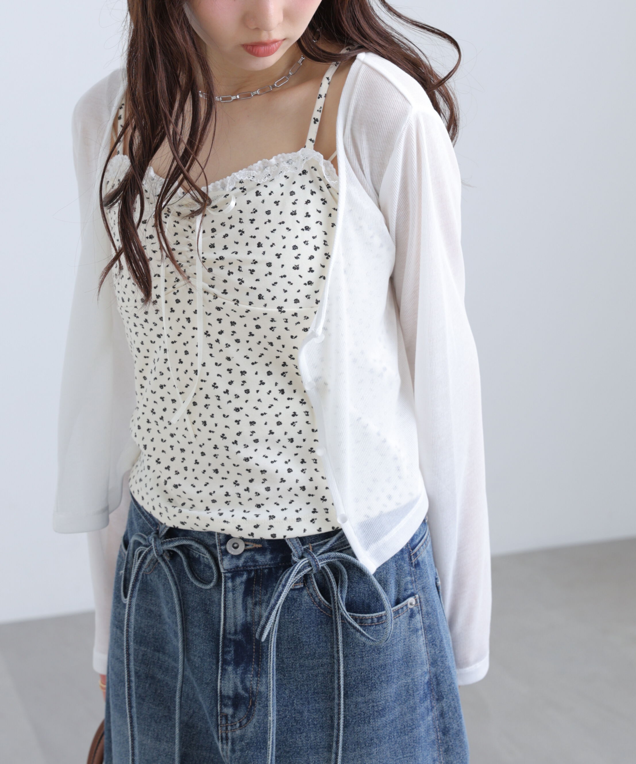  「花柄キャミ&times;カーディガンセット」|Tシャツ・カットソー|