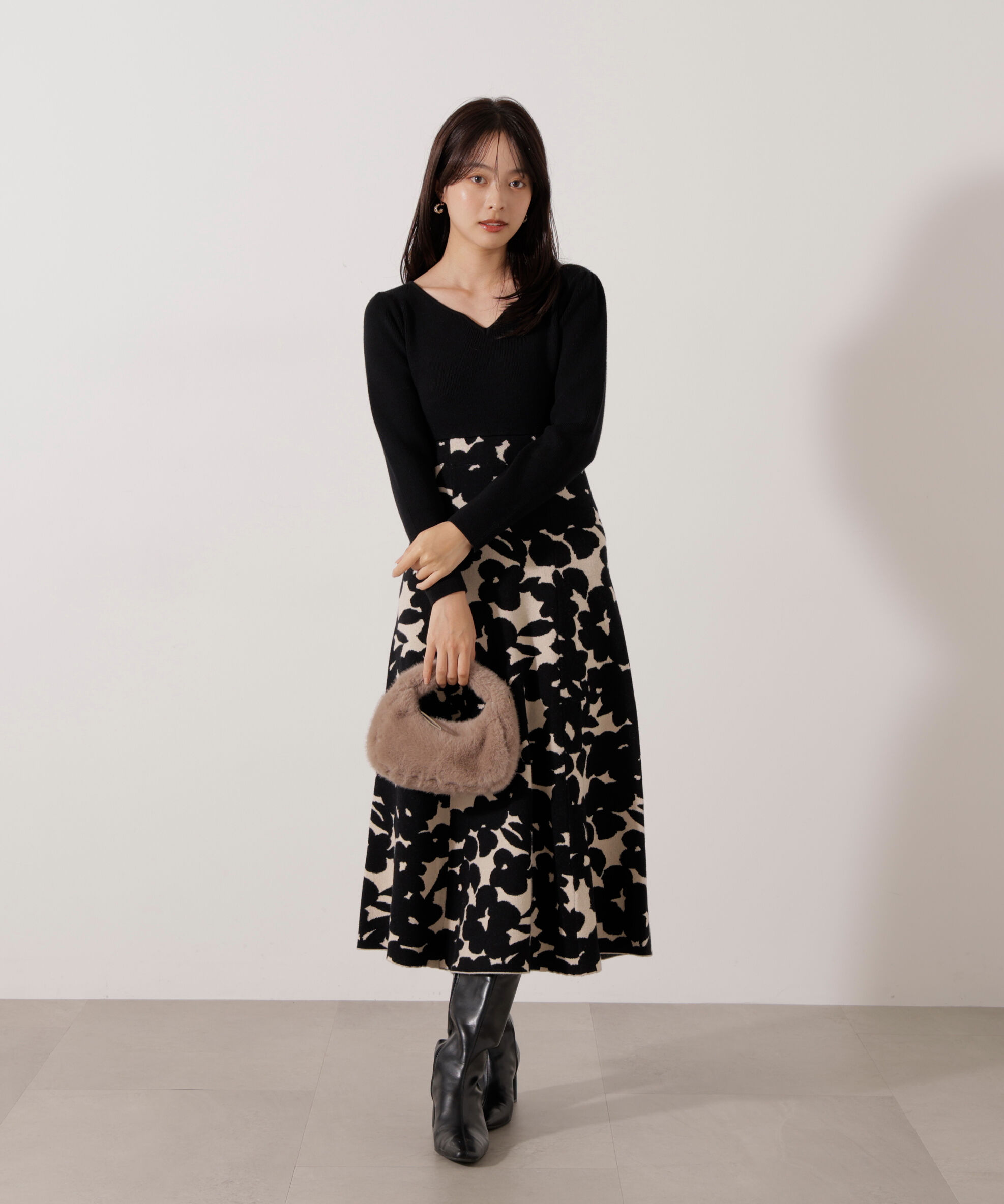PROPORTION BODY DRESSING「＜加藤栞さん着用＞ジャガードフラワーニットワンピース」|ワンピース|