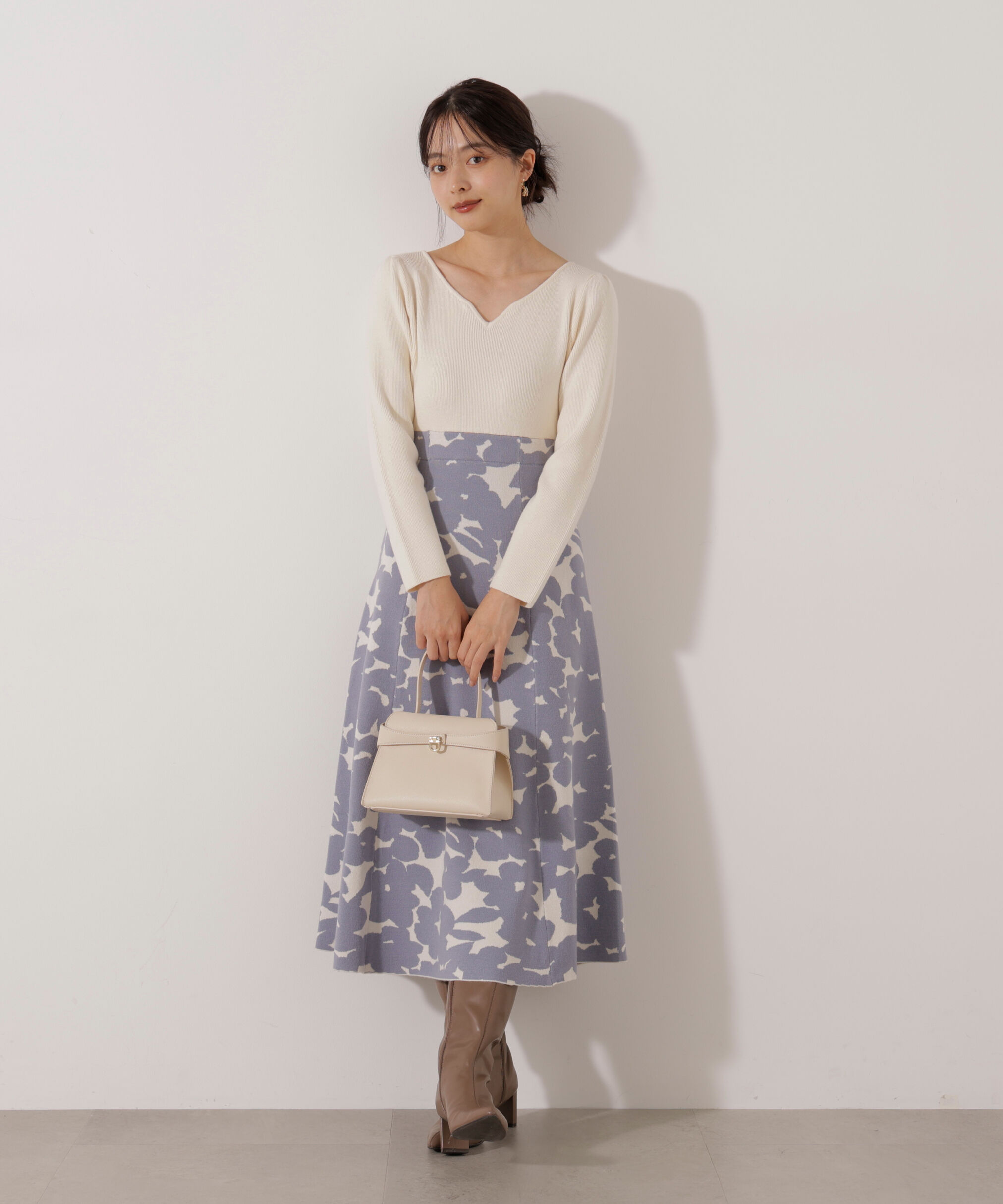 PROPORTION BODY DRESSING「＜加藤栞さん着用＞ジャガードフラワーニットワンピース」|ワンピース|