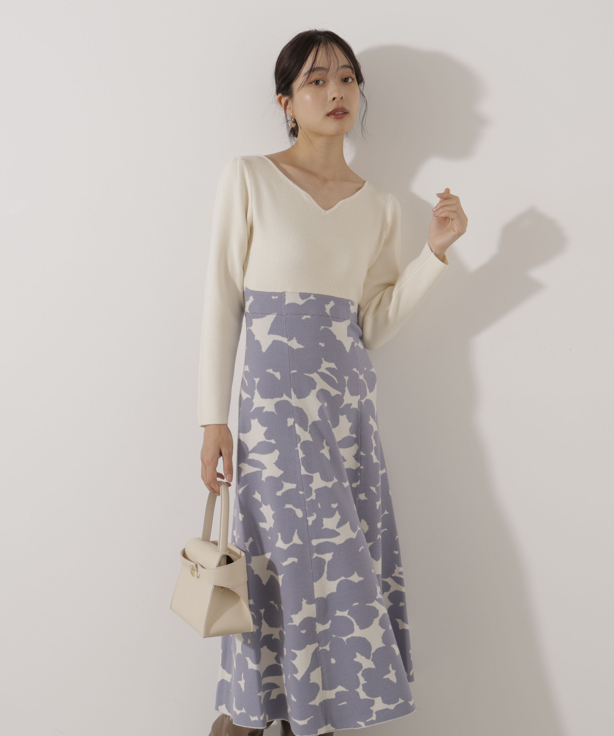 PROPORTION BODY DRESSING「＜加藤栞さん着用＞ジャガードフラワーニットワンピース」|ワンピース|