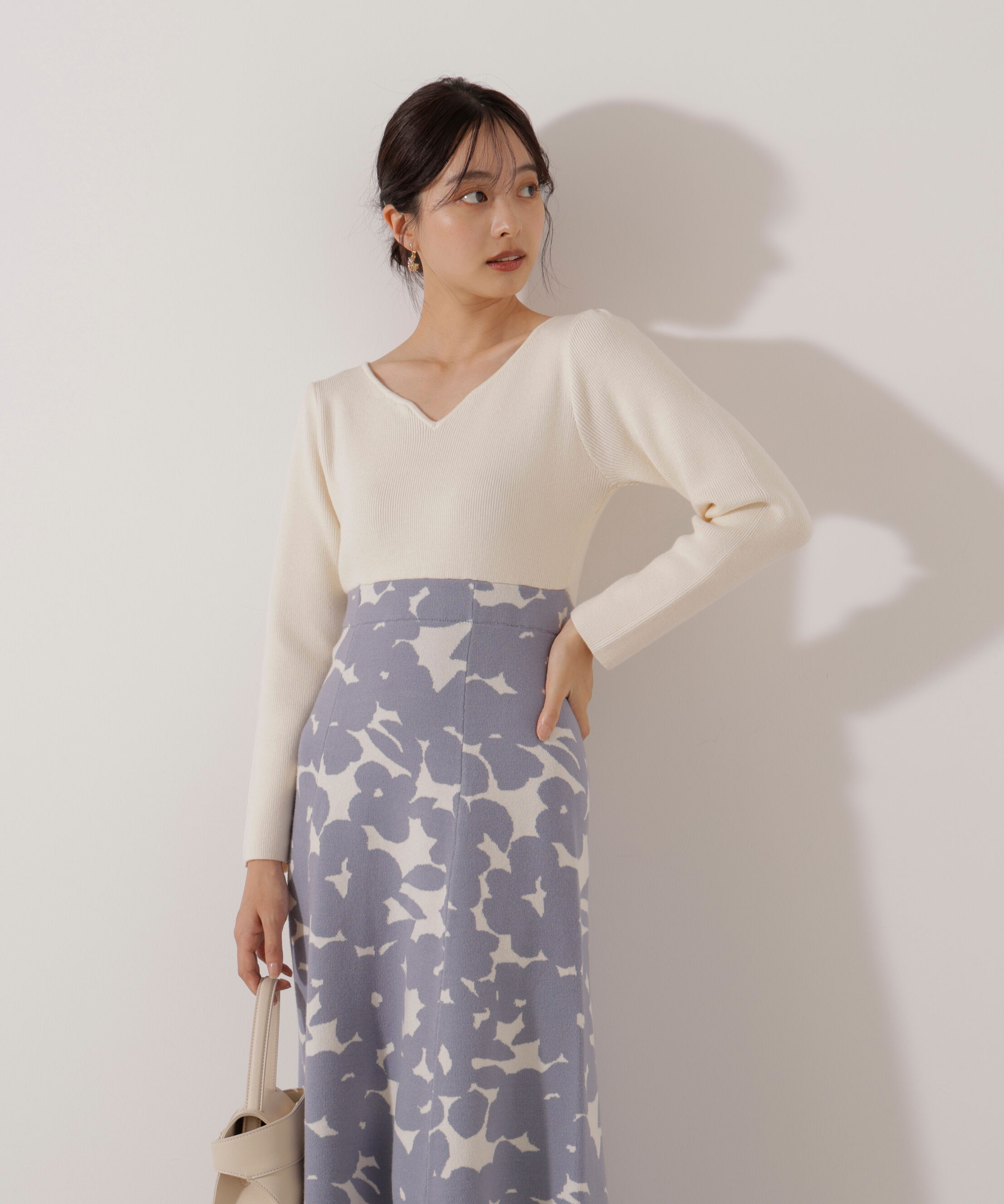 PROPORTION BODY DRESSING「＜加藤栞さん着用＞ジャガードフラワーニットワンピース」|ワンピース|