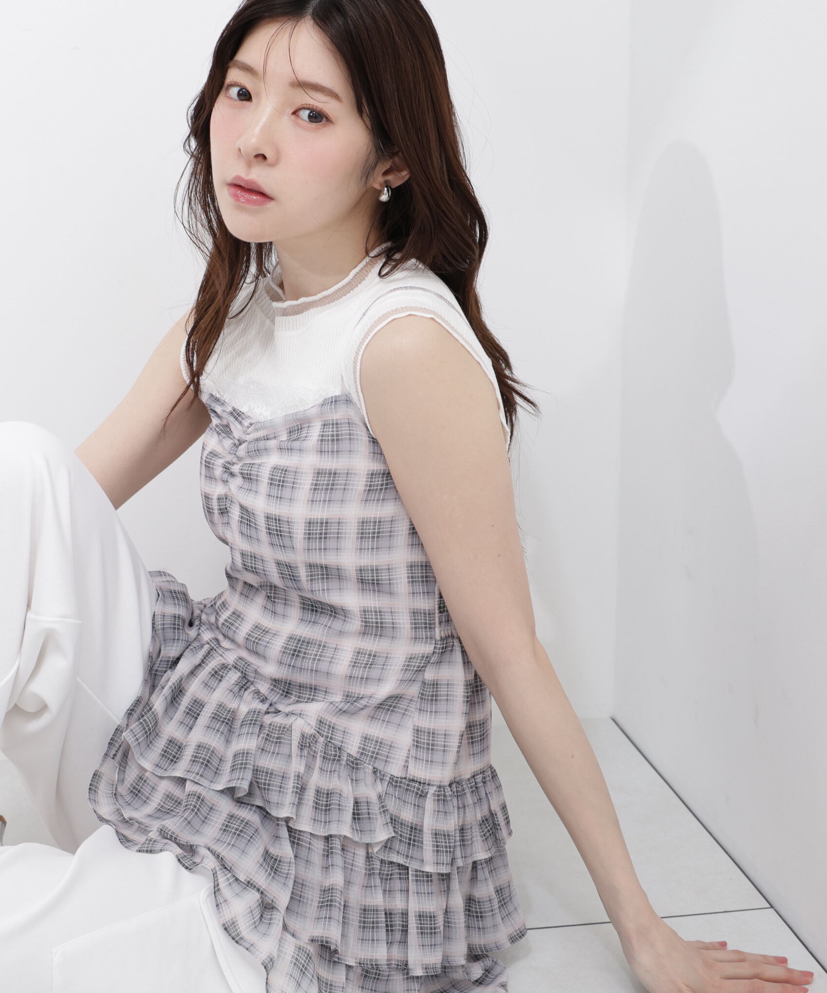PROPORTION BODY DRESSING「チェックチュニック」|シャツ・ブラウス|ブラック