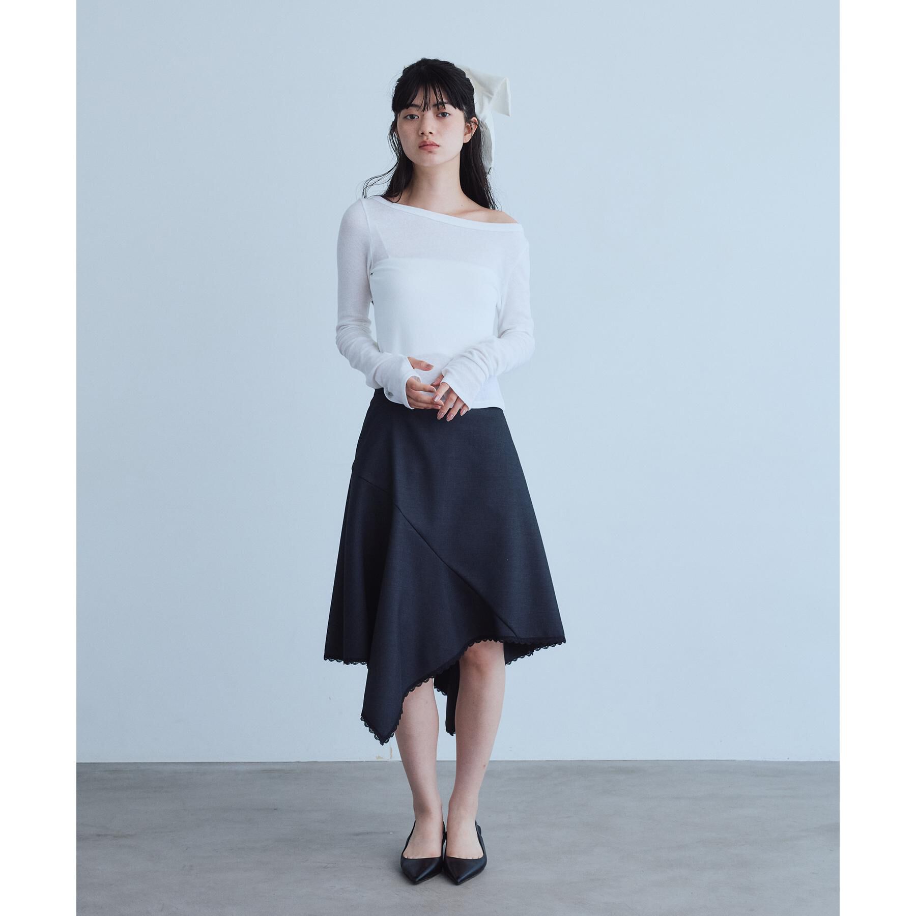 CODE A「asymmetric lace hem skirt」|スカート|
